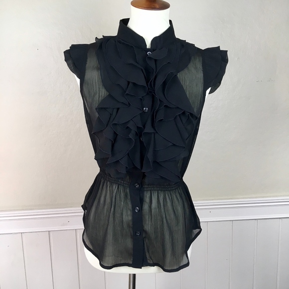 Miley Cyrus & Max Azria Tops - Miley Cyrus Max Azria Ruffle Blouse Large